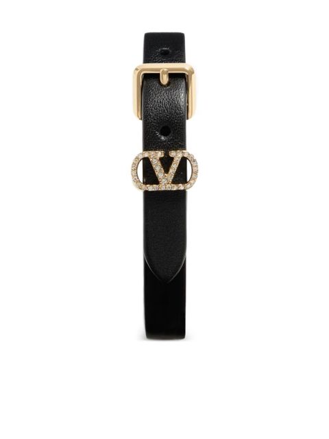 Valentino Garavani buckle-embellished leather bracelet - Black