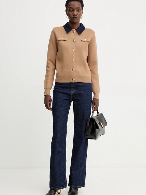 Morgan kardigan damski kolor beżowy lekki MJEANE