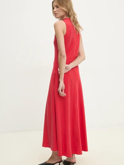 Answear.LAB sukienka kolor czerwony maxi prosta