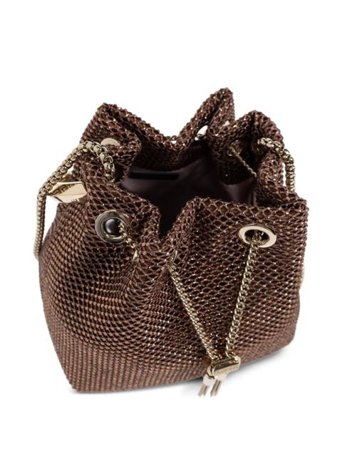 Jimmy Choo Bon Bon shimmering-mesh handbag - Brown