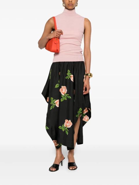 Nanushka rose-print drape-hem skirt - Black - zdjęcie produktu nr 2