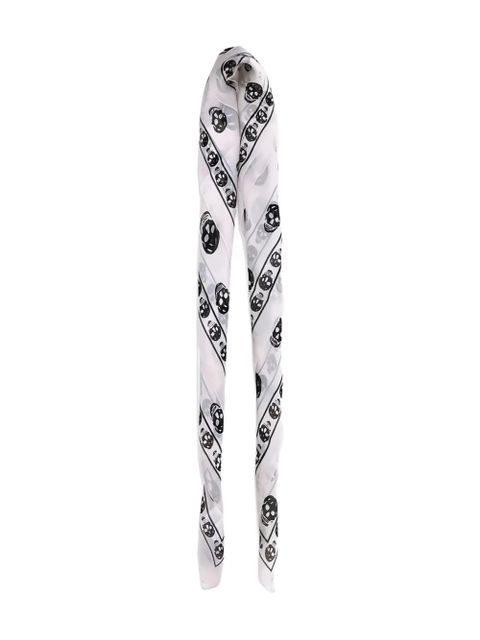 Alexander McQueen skull-print silk scarf - White