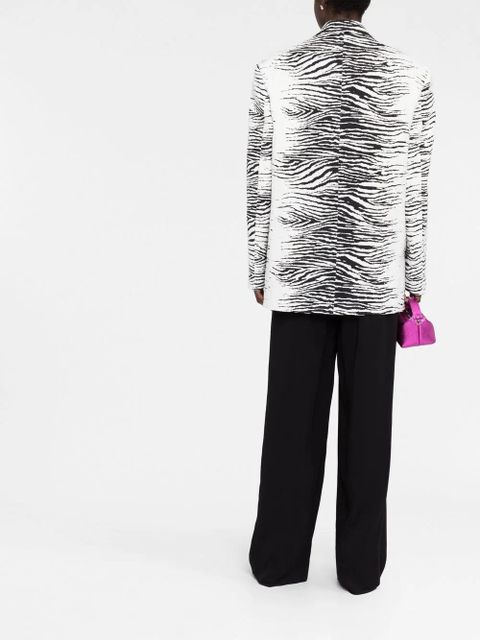 The Attico zebra-print single-breasted blazer - White
