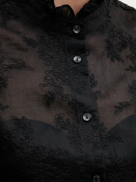 United Colors of Benetton koszula damska kolor czarny regular ze stójką 52WNDQ0CQ