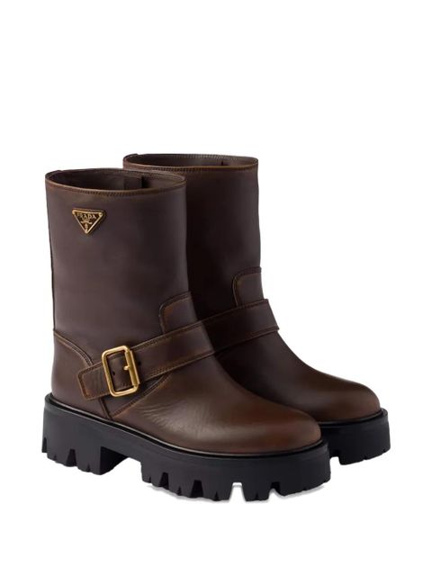 Prada 50mm buckle leather boots - Brown - zdjęcie produktu nr 2