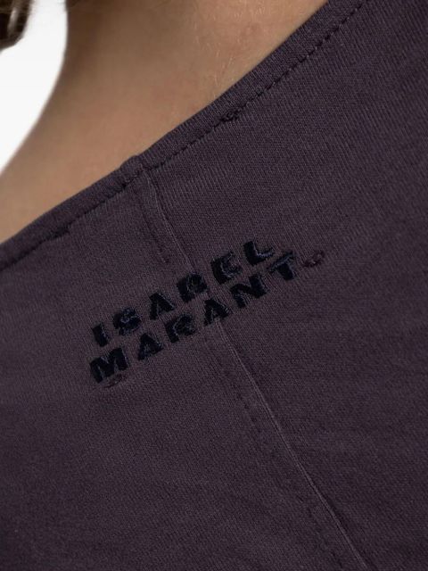 ISABEL MARANT draped-shoulder cotton t-shirt - Purple