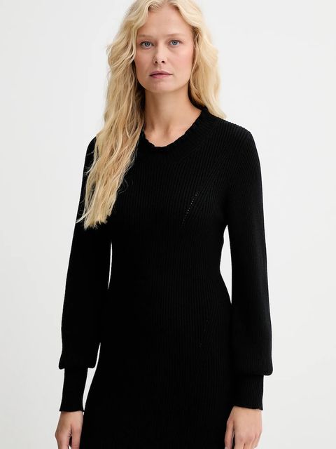 Twinset sukienka z dodatkiem wełny kolor czarny mini dopasowana 252TT3343 - zdjęcie produktu nr 2