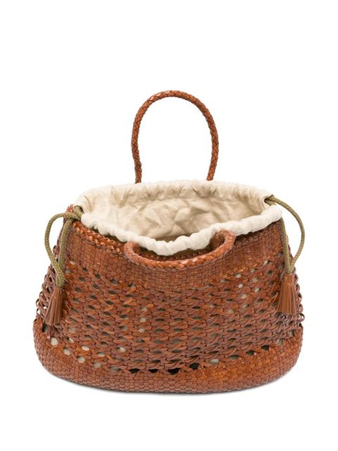 DRAGON DIFFUSION woven handle tote bag - Brown
