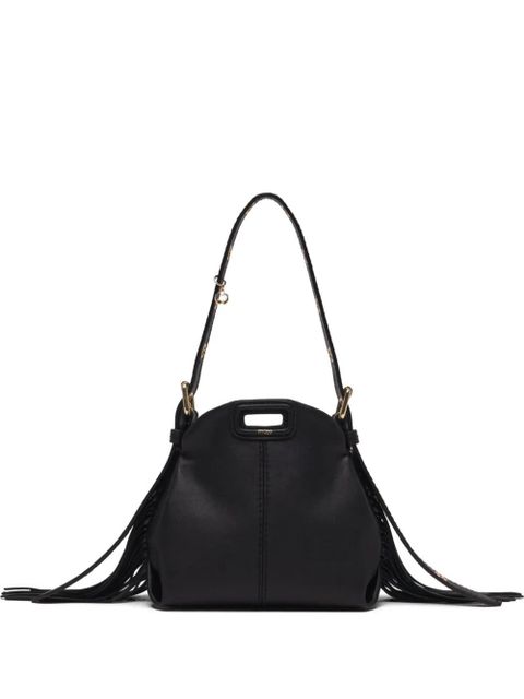Maje mini Miss M fringe-trimmed leather shoulder bag - Black - zdjęcie produktu nr 1