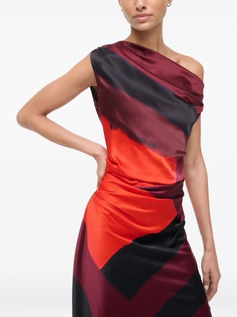 STAUD Phare one-shoulder midi dress - Red