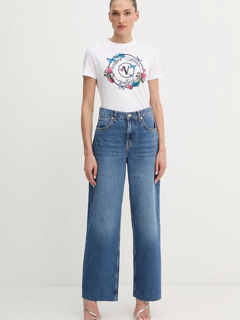 Versace Jeans Couture t-shirt bawełniany damski kolor biały 79HAHP01 CJ01P - zdjęcie produktu nr 2