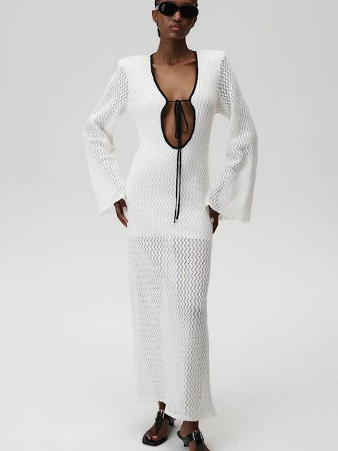 Undress Code sukienka bawełniana Venice Dress kolor biały maxi dopasowana 902