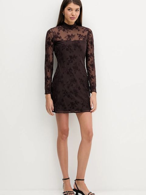 Abercrombie & Fitch sukienka kolor brązowy mini rozkloszowana KI159-6360-404