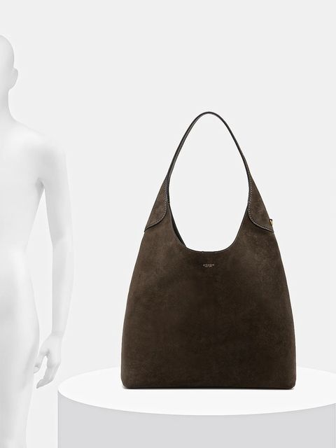 Coach torebka zamszowa Brooklyn kolor zielony CW636