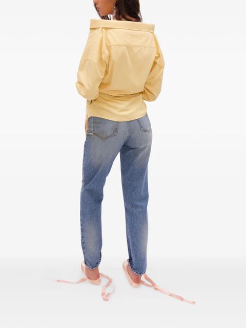 AREA satin-knot Oxford shirt - Yellow