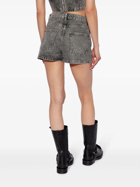 ROTATE BIRGER CHRISTENSEN acid-wash denim shorts - Grey