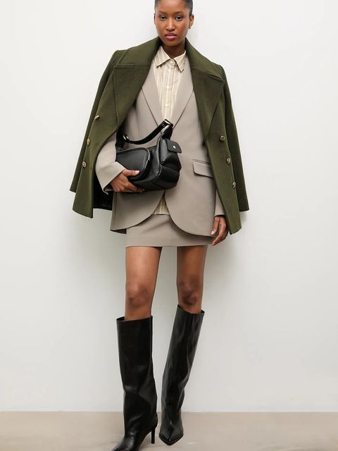 Answear Lab płaszcz wełniany kolor zielony przejściowy dwurzędowy - zdjęcie produktu nr 2