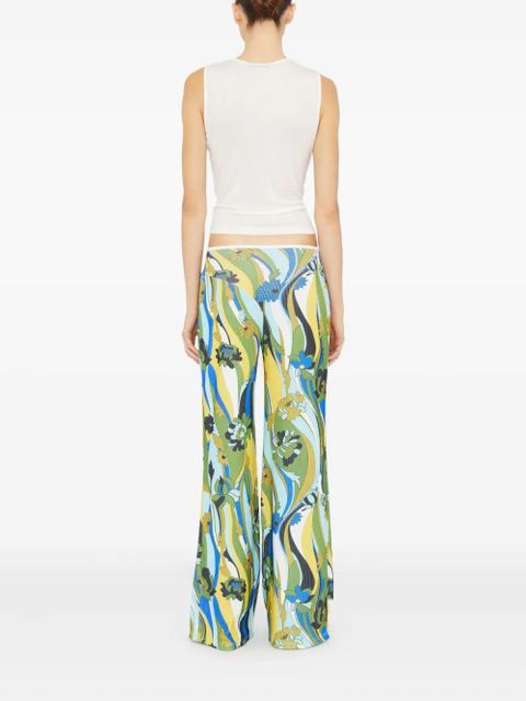 Christopher Esber floral-print ribbed trousers - Green
