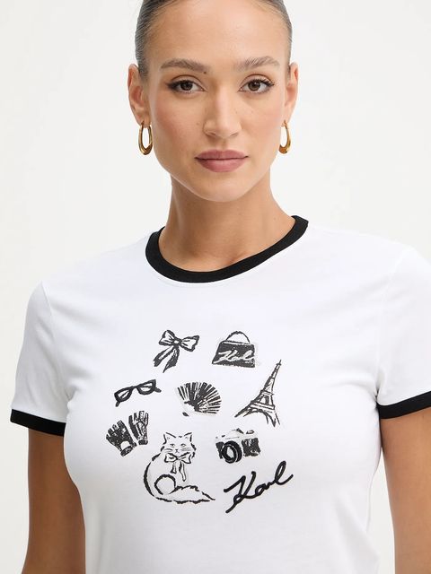 Karl Lagerfeld t-shirt bawełniany damski kolor biały B1W17027