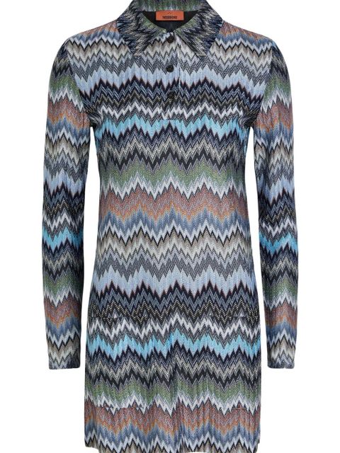 Missoni zig-zag polo-collar mini dress - Blue - zdjęcie produktu nr 2