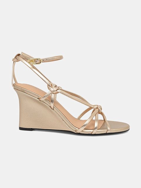 Tommy Hilfiger sandały skórzane METAL LEATHER KNOTS WEDGE SANDAL - zdjęcie produktu nr 1