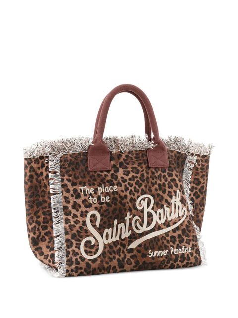 MC2 Saint Barth leopard-print frayed tote bag - Brown