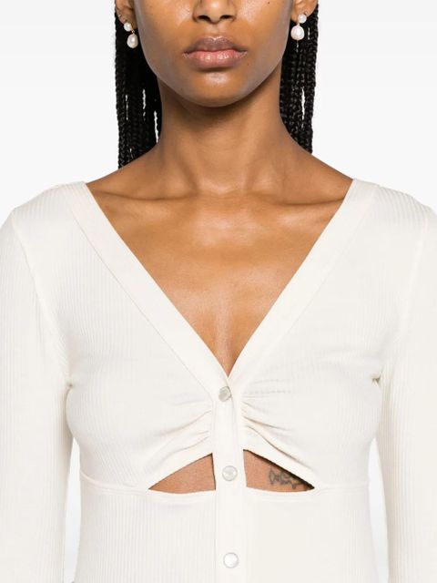 PINKO cut-out detailed ribbed top - White