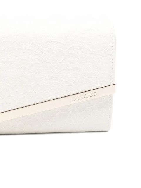 Jimmy Choo Emmie lace clutch bag - White