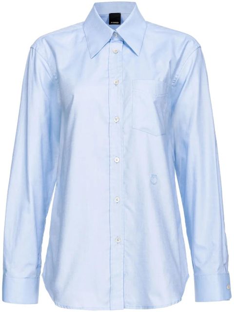 PINKO Love Birds-embroidered cotton shirt - Blue - zdjęcie produktu nr 1
