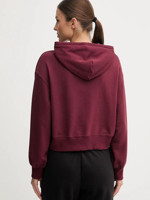 Puma bluza damska kolor bordowy z kapturem gładka 629746
