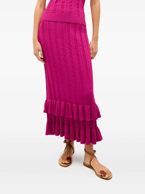 Marie Oliver ribbed ruffled skirt - Pink