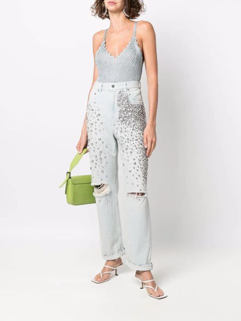 Golden Goose Kim cabochon-crystal bleached jeans - Blue