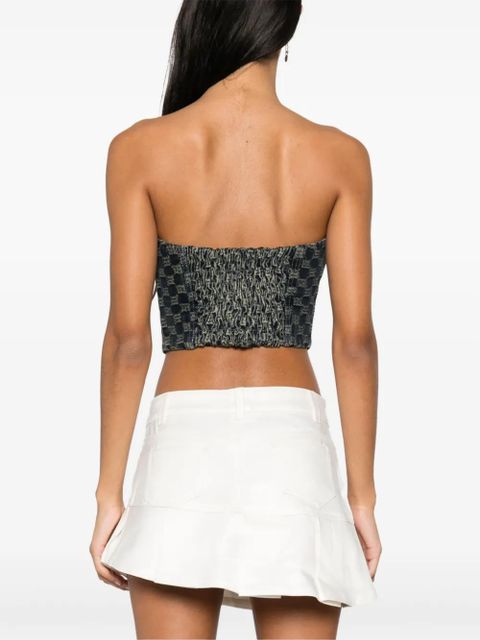 MISBHV monogram-jacquard denim corset - Blue