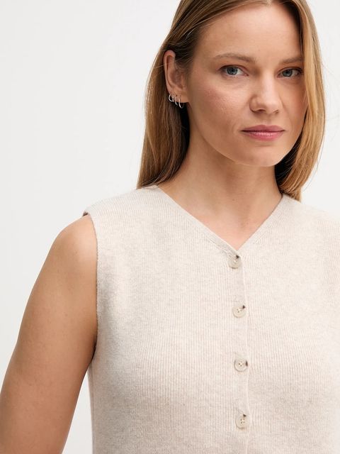 OUI kamizelka z wełną damski kolor beżowy lekki 86170