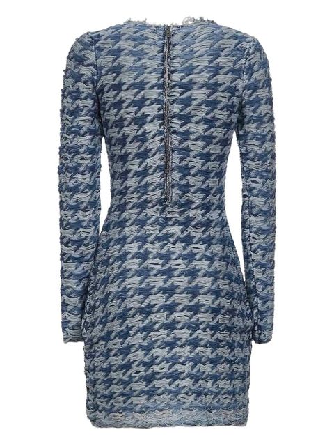 Diesel frayed-houndstooth mini dress - Blue - zdjęcie produktu nr 2