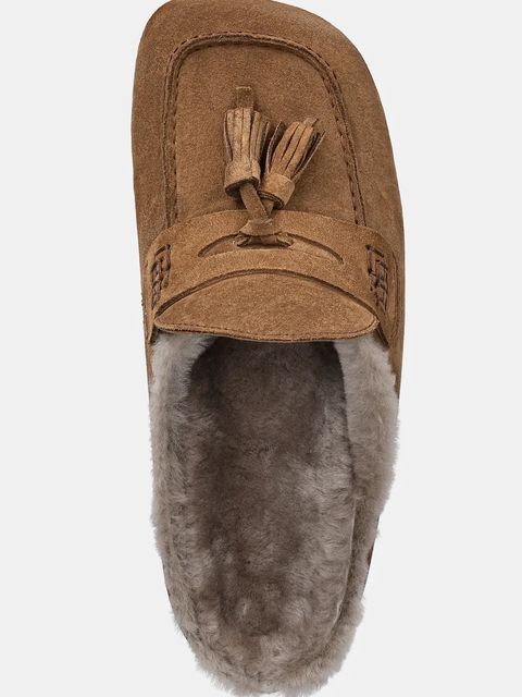 Answear.LAB klapki zamszowe damskie kolor brązowy