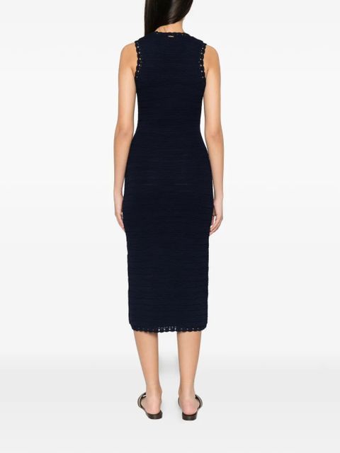 TWINSET crochet-knit button-detail midi dress - Blue