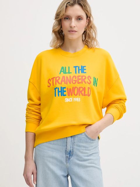 United Colors of Benetton bluza bawełniana dziecięca x Stranger Things damska kolor żółty wzorzysta 33NVD10BB - zdjęcie produktu nr 1