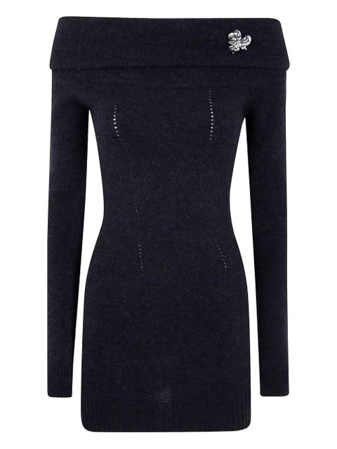 Blumarine off-shoulder flower-embellished dress - Black - zdjęcie produktu nr 1