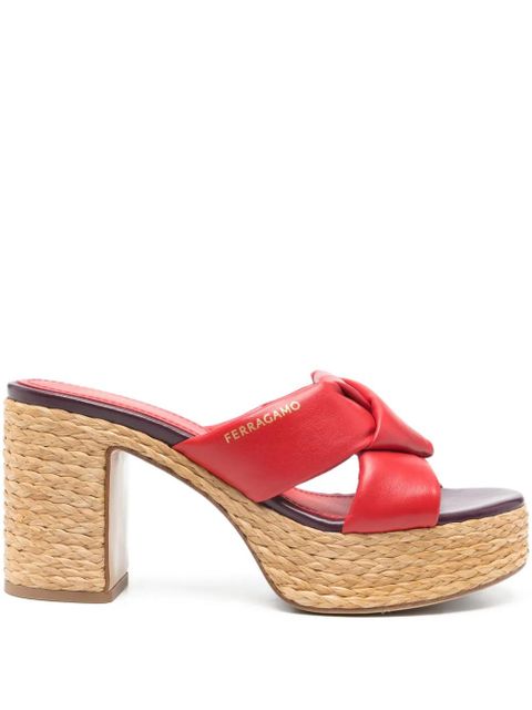Ferragamo 90mm knot-detail platform sandals - Red - zdjęcie produktu nr 1
