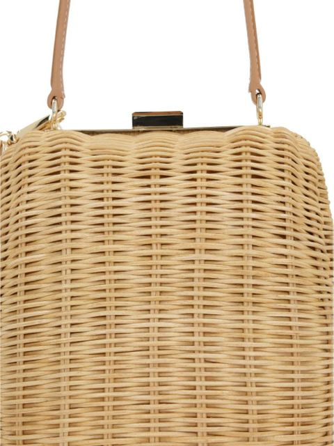 Self-Portrait rattan shoulder bag - Neutrals