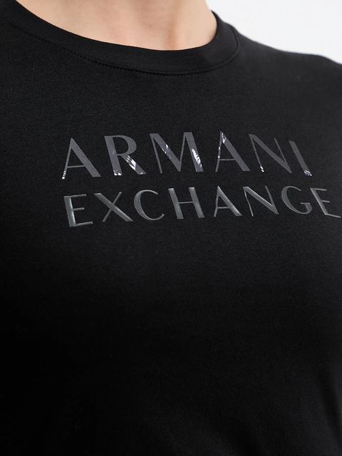 Armani Exchange t-shirt bawełniany damski kolor czarny XW001357 AF10356