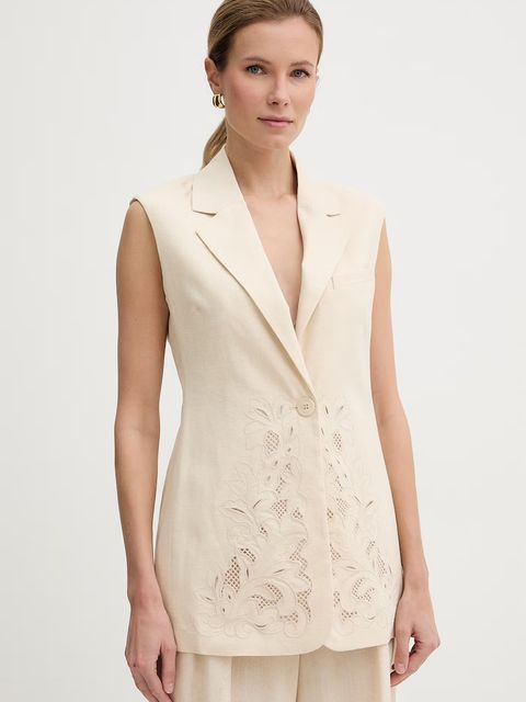 Twinset kamizelka jednorzędowa damska z lnem - zdjęcie produktu nr 1