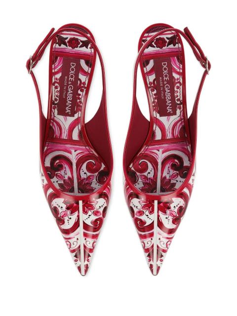 Dolce & Gabbana Majolica-print slingback pumps - Pink