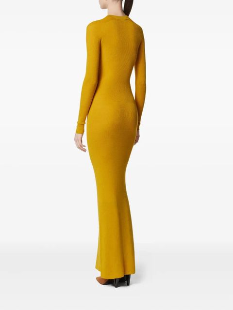 Versace long-sleeve ribbed-knit dress - Yellow