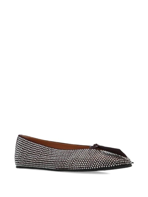 The Attico bead-embellished bow ballet flats - Brown