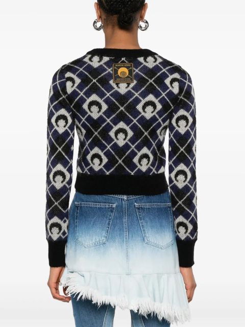 Marine Serre Moon argyle-knit sweater - Black