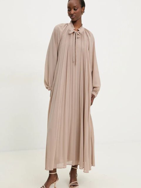 Answear.LAB sukienka kolor beżowy maxi prosta