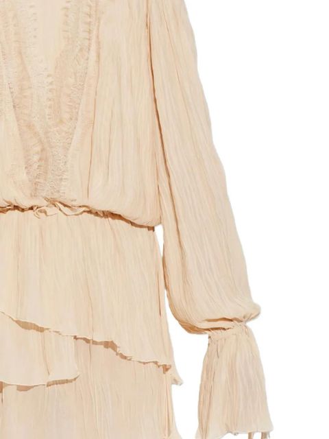 Blumarine V-necck ruffled mini dress - Neutrals - zdjęcie produktu nr 2