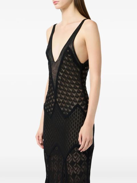 Blumarine patterned V-neck maxi dress - Black